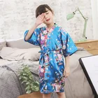 Летняя атласная однотонная детская одежда для сна с коротким рукавом, детский халат с цветочным рисунком, модная одежда для девочек, одежда для малышей, детская одежда