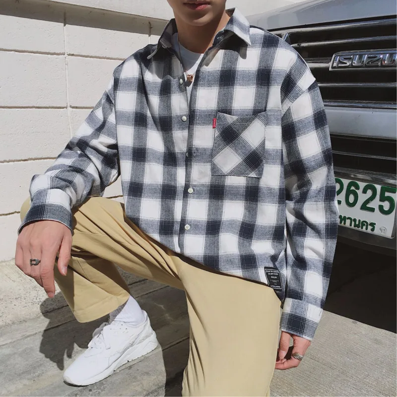 EWQ 2019 Весна новое поступление мужская рубашка с длинными рукавами Повседневная