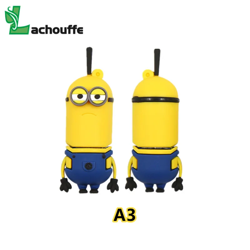 Мультяшный Миньоны Usb флеш-накопитель 16 Гб силиконовый USB Флешка 32 ГБ 64 8 дешевая 128