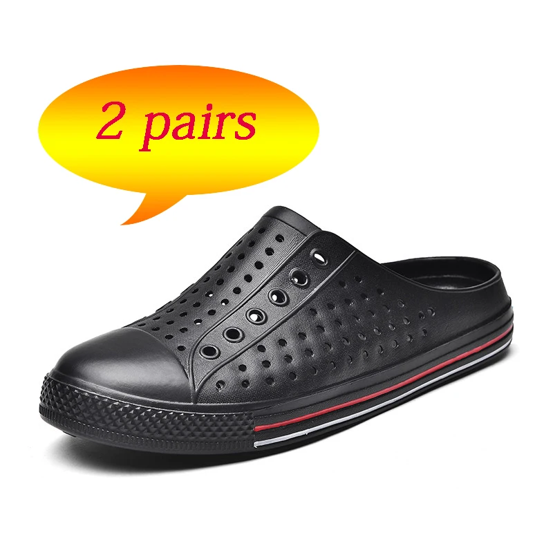 2 пары пляжных шлепанцев Летние вьетнамки мужская повседневная обувь дышащие