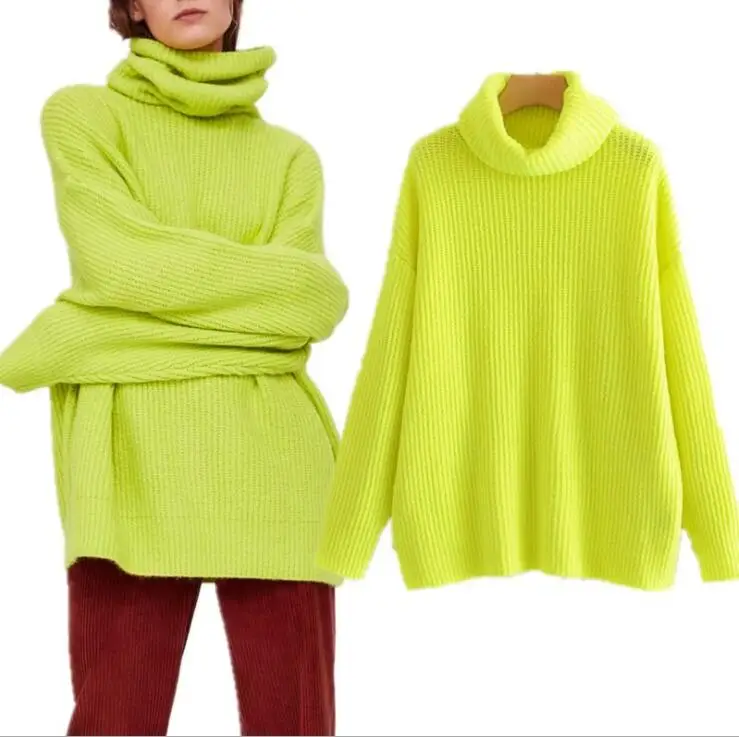 Женский однотонный пуловер Bella philosophy повседневный с высоким воротником вязаный