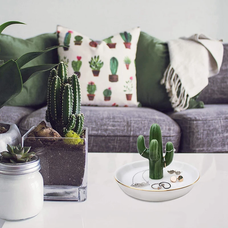 Кактус кольцо держатель Башня Серьги безделушка ЛОТОК блюдо керамические