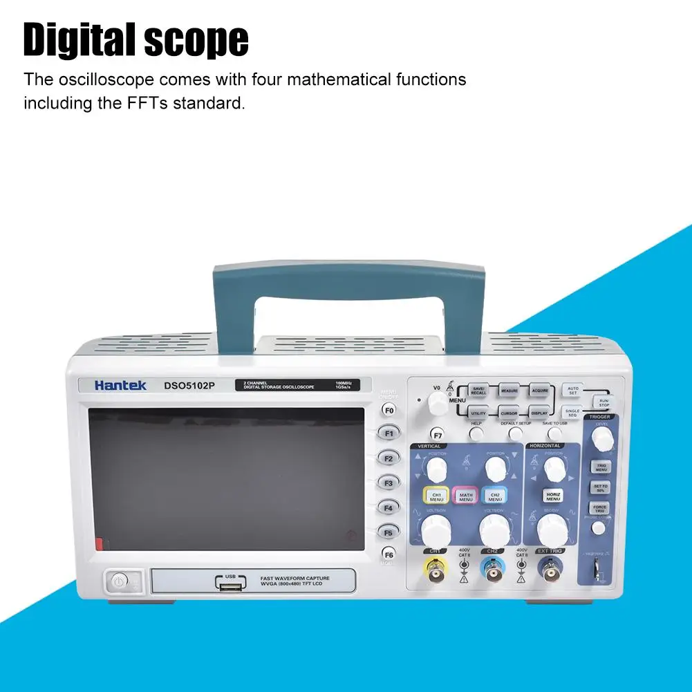 Для Hantek DSO5102P цифровой осциллограф 7 &quotЦвет Дисплей 40K запись 100 МГц Портативный USB