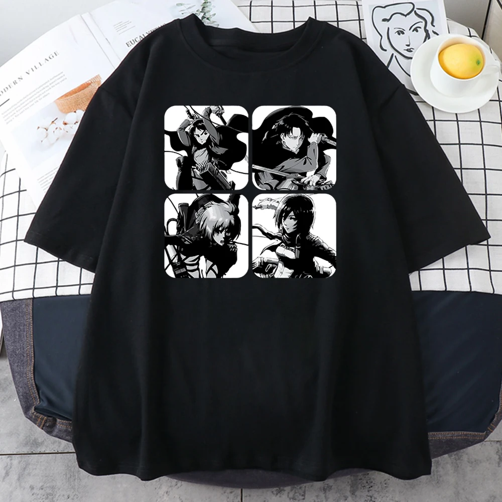 

Angriff Auf Titan Anime Drucke Weibliche T-shirts Stil Tees Shirts Retro Kurzarm Oansatz Frauen t-Shirt