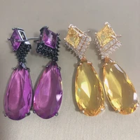 bilincolor fashion simple purple zircon brazilian earrings for women
