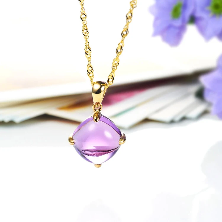 LSZB натуральный аметист 18K кулон из чистого золота AU 750 Высокое Качество Модные