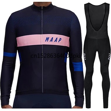 

MAAP Autumn Long Sleeve Cycling Jersey Set Bib Gel Pants Suit Ropa Ciclismo Bicycle Wear MTB Bike Jersey Men's Cycling Kit