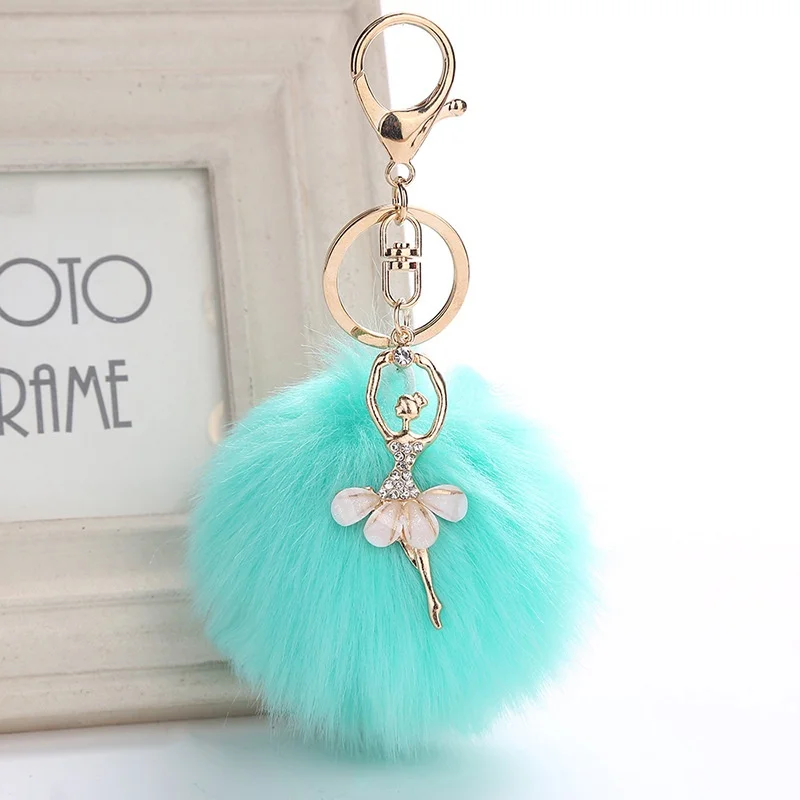 

Fake Rabbit Fur Ball KeyChain Pompom Key Chain Pom Pom Key Rings Ballet Angel Girl Fourrure Pompon Women Bag Jewelry