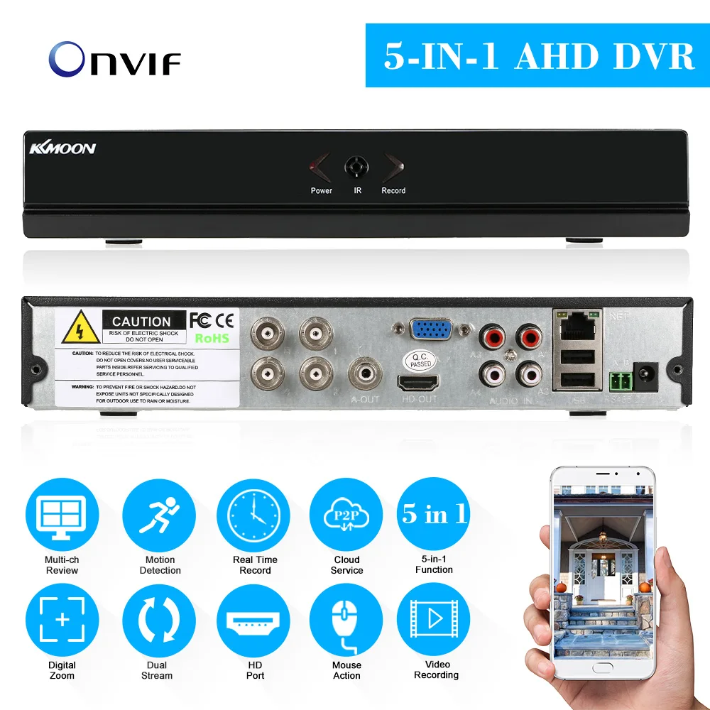Видеорегистратор KKMOON Mini HD CCTV NVR 4 канала H.264 встроенный в облако 720P 1080P IP камера