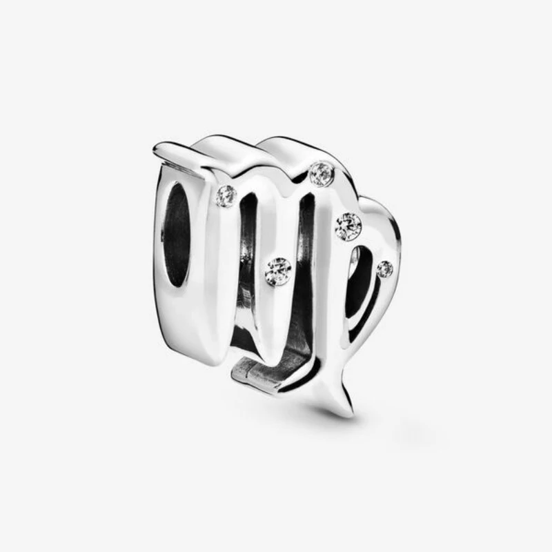 Бусины из серебра 925 пробы со сверкающими знаками Зодиака Девы для браслетов