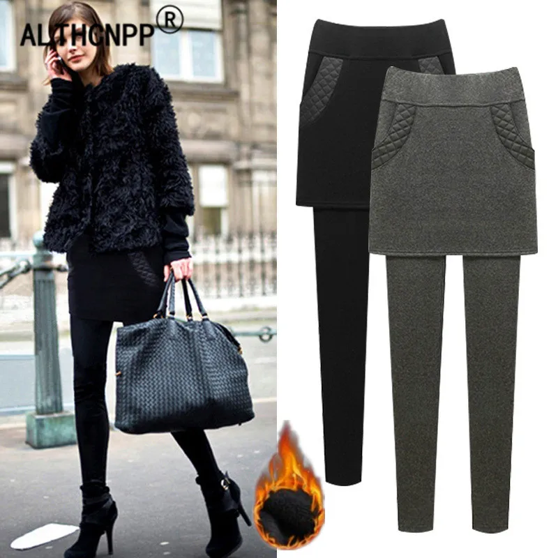 Женские леггинсы с высокой талией утепленные флисовые большого размера плюс