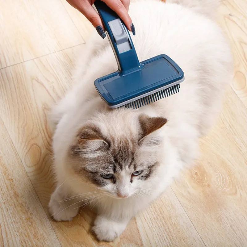 

S/L Pet Dog Combs Plastic Self-cleaning Manual Removal Faded Comb Hair Brush For Puppy Cats Dog Grooming Supplies Home Cleaning