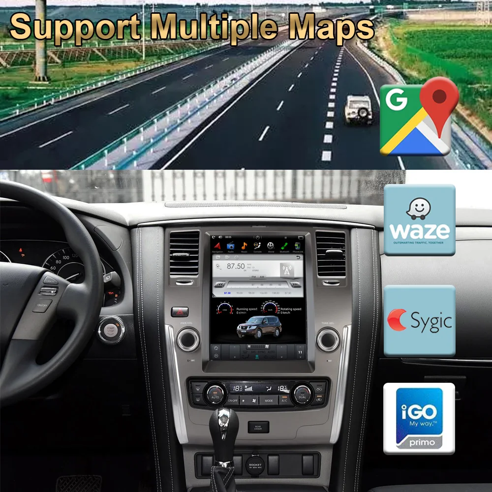 Android 9.0 Tesla Style Vertical Car GPS Nagavition for NISSAN PATROL 2010- Radio Stereo Multimedia Player with Bluetooth WiFi | Автомобили