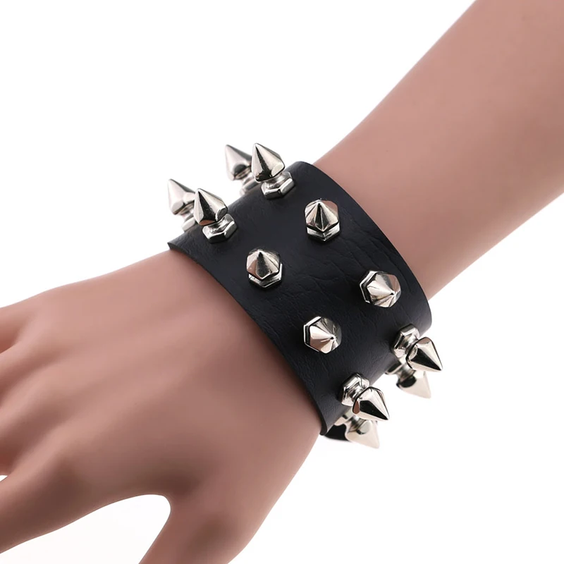 

Punk Gothic Rock Hip-Hop Studded Bracelet Faux Leather Bracelet Wristbands Charm Bangle Fashion Unisex Rivet Bracelet Jewelry