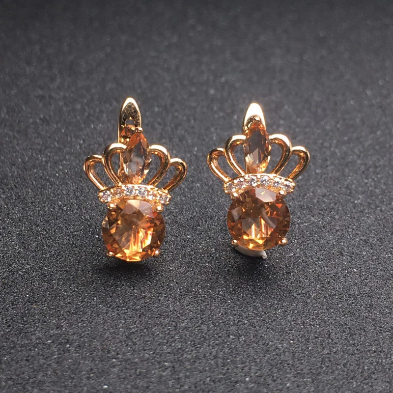 Женские серьги с зултанитом FFGems Crown из серебра 925 пробы розовым золотом вечерние