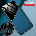 Чехол для iphone 12, 11 pro max, 12 mini, x, xs, xr, 7, 8 plus, 12Pro, 2020, кожаный, противоударный, с магнитным держателем