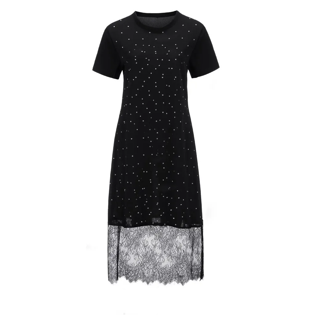 Модное женское платье размера плюс повседневное кружевное Vadim с круглым вырезом