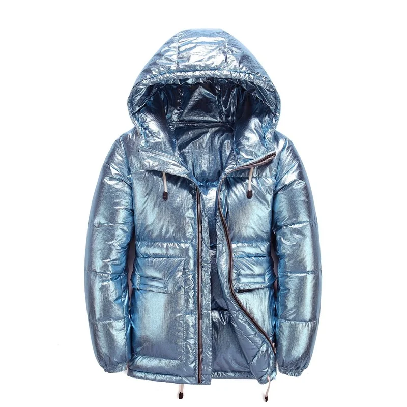 

2021 Men's Winter Down Jacket 90% White Duck Down Coat Removable Hat Hood Warm Waterproof Zipper Coat Shiny Down Parka Outwear
