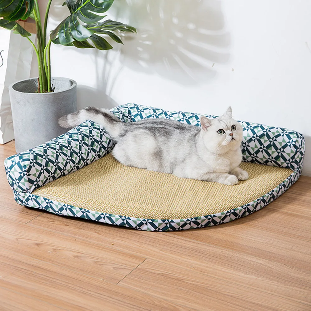 Goedkoop Zomer Kat Cooling Bed Sofa Mat Voor Kat Kleine Hond Bedden Voor Katten Matras Deken Zachte Kussen Kat Koele Huis Pad Домик Для Кошки