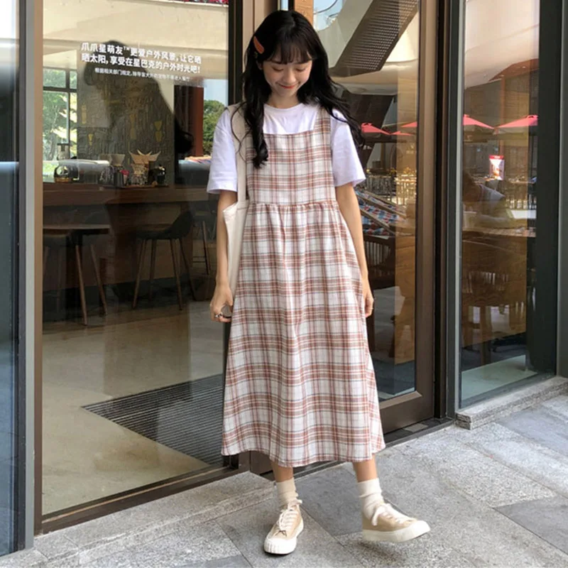 Платье для женщин средней и старшей школы ранней лета юбка в стиле мори с лямкой