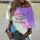 Женская футболка с надписью I'm Not Old I'm A Classic в ретро-стиле, Винтажная футболка с графическим принтом в виде машины 50-х, Забавный летний топ, футболки для женщин