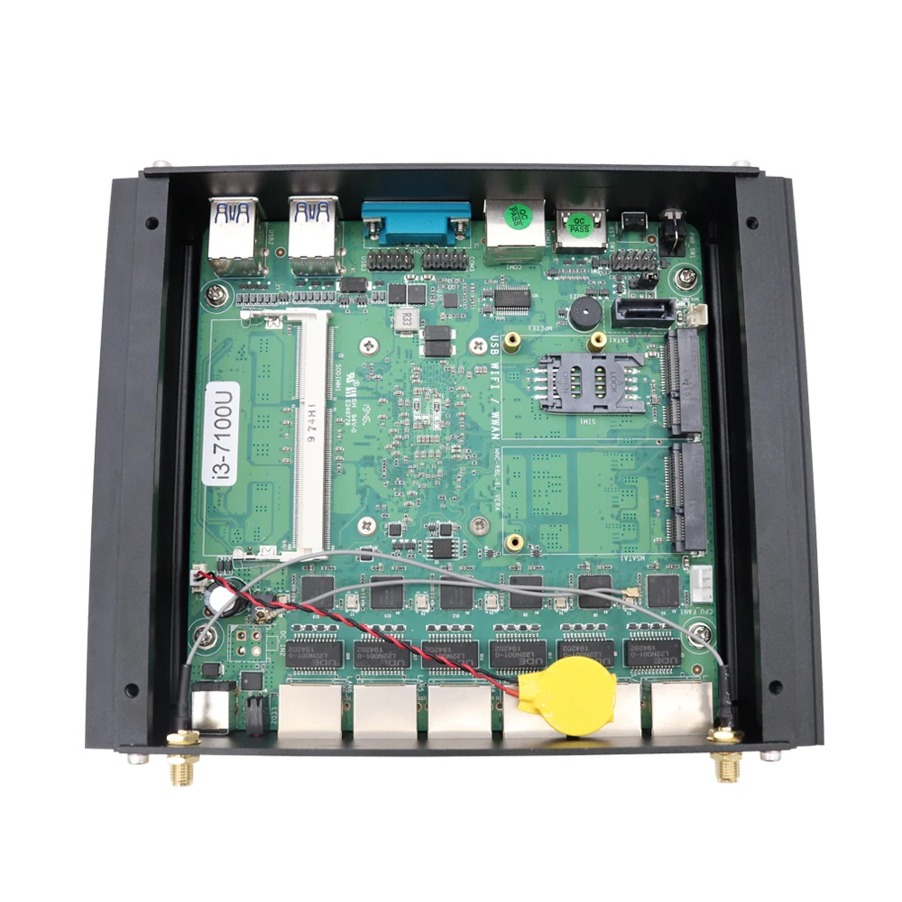 Мини-ПК промышленный без вентилятора Intel Core i5 10210U i3 7167U 6 Lans брандмауэр