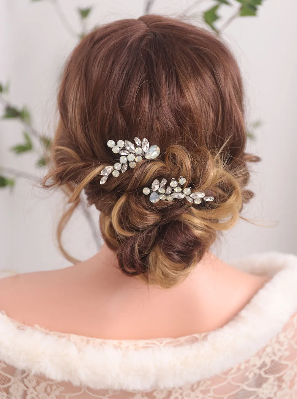 Шляпка невесты расческа для волос Стразы пара ювелирных изделий Серебряный