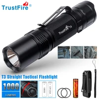 trustfire t3 army tactical flashlight 18650 cr123a 1000 lumens ipx8 waterproof weapons for self defense pocket led torchs lights