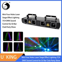 uking 100 patterns mini four holes laser stage lighting effect 711ch dmx sound control for dj bar club party show