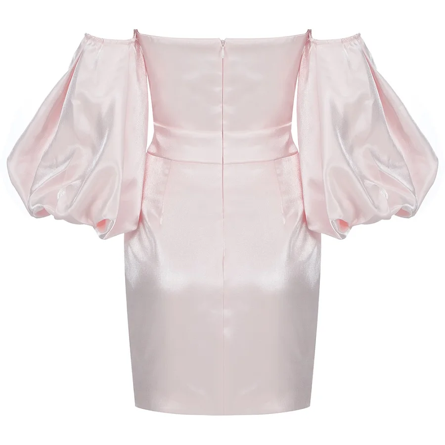 

Pink Dress Slash Neck Fashion Celebrity Evening Party Dresses Women Wedding Birthday Sexy Dress Mini Vestidos