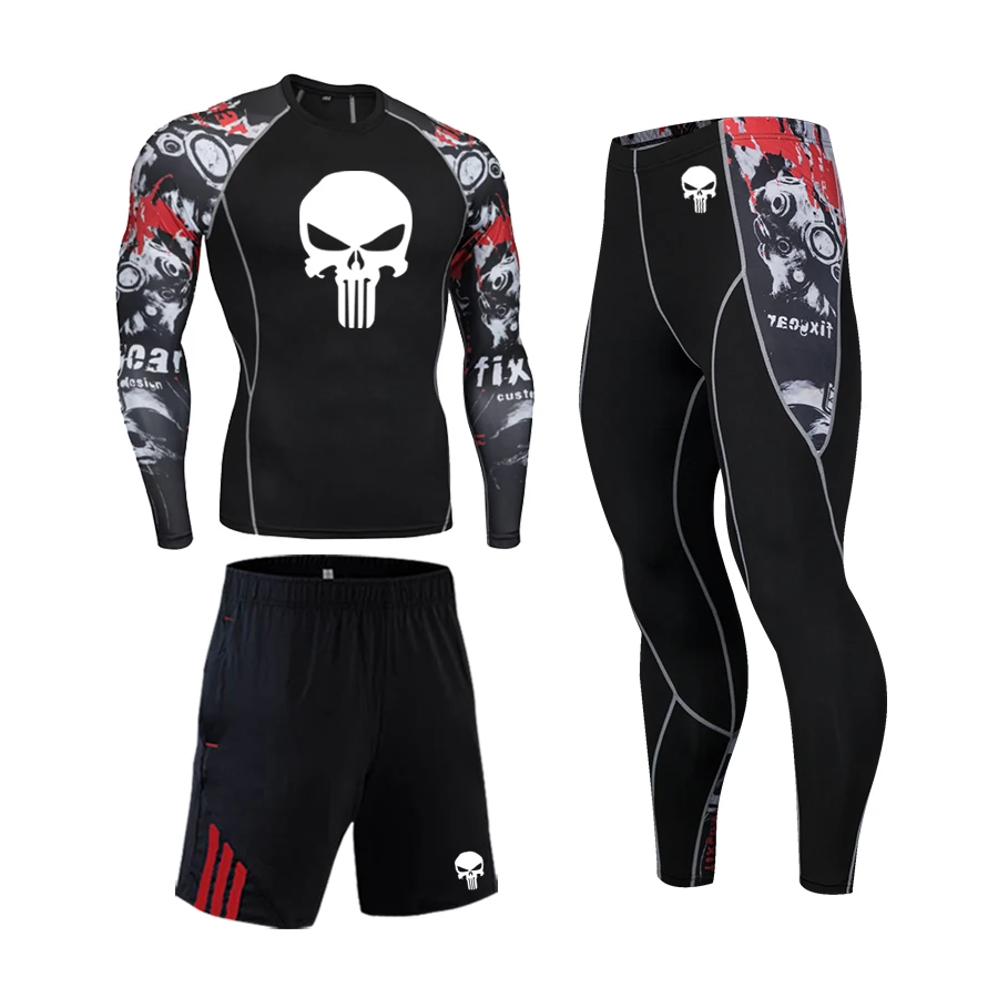 

Men Basketball Sports Long Sleeve T-Shirt Sets Gym Quick-Dry Tight Training Suit High Quality Running Tracksuit