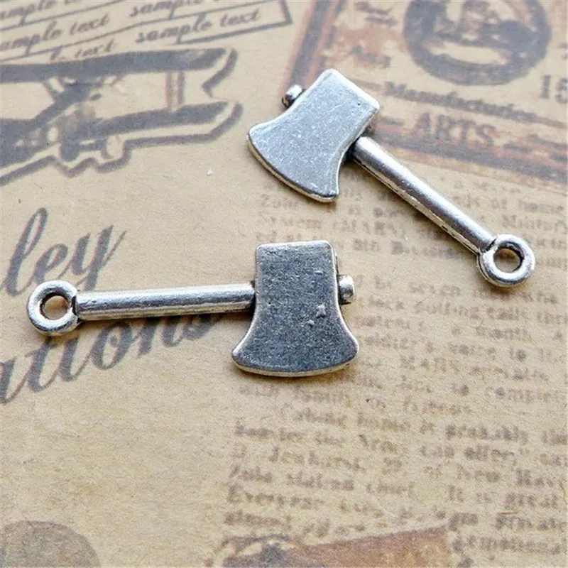 

100Pcs/lot Antique Silver Hatchet Charms 25x10MM Emulate Axe Charms for Jewelry Making