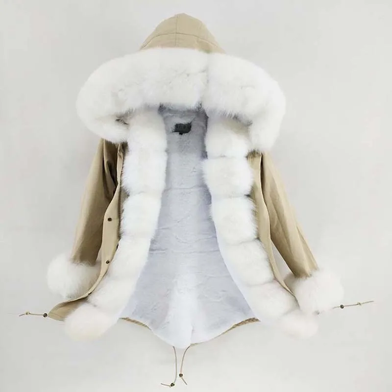 2019 г. Зимняя Куртка парка из натурального меха с лисьим мехом большой воротник