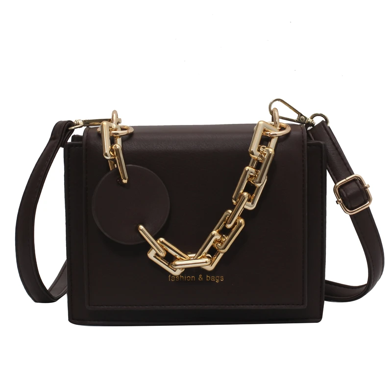 

Female Small Luxury Brand Thick Chain Crossbody Bags for Women Black Ladies Handbags Shoulder 2021 Winter Leather Bags