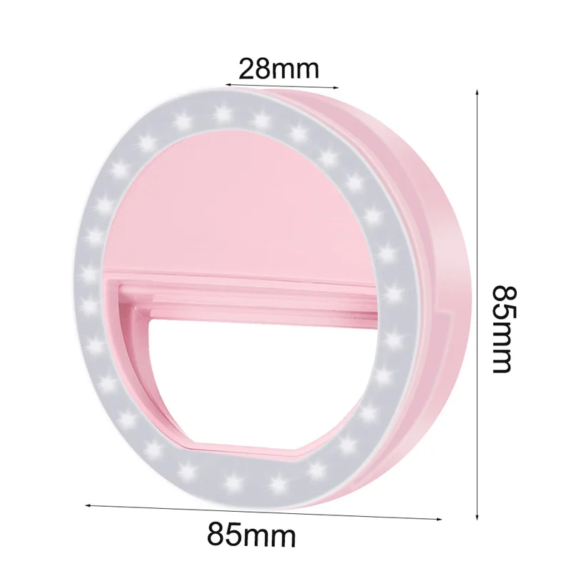 

Portable LED Selfie Ring FlashLight Fit Dim Environment Self-timer Light Tool Luminous Ring Clip for Any Cell Phones Tablets