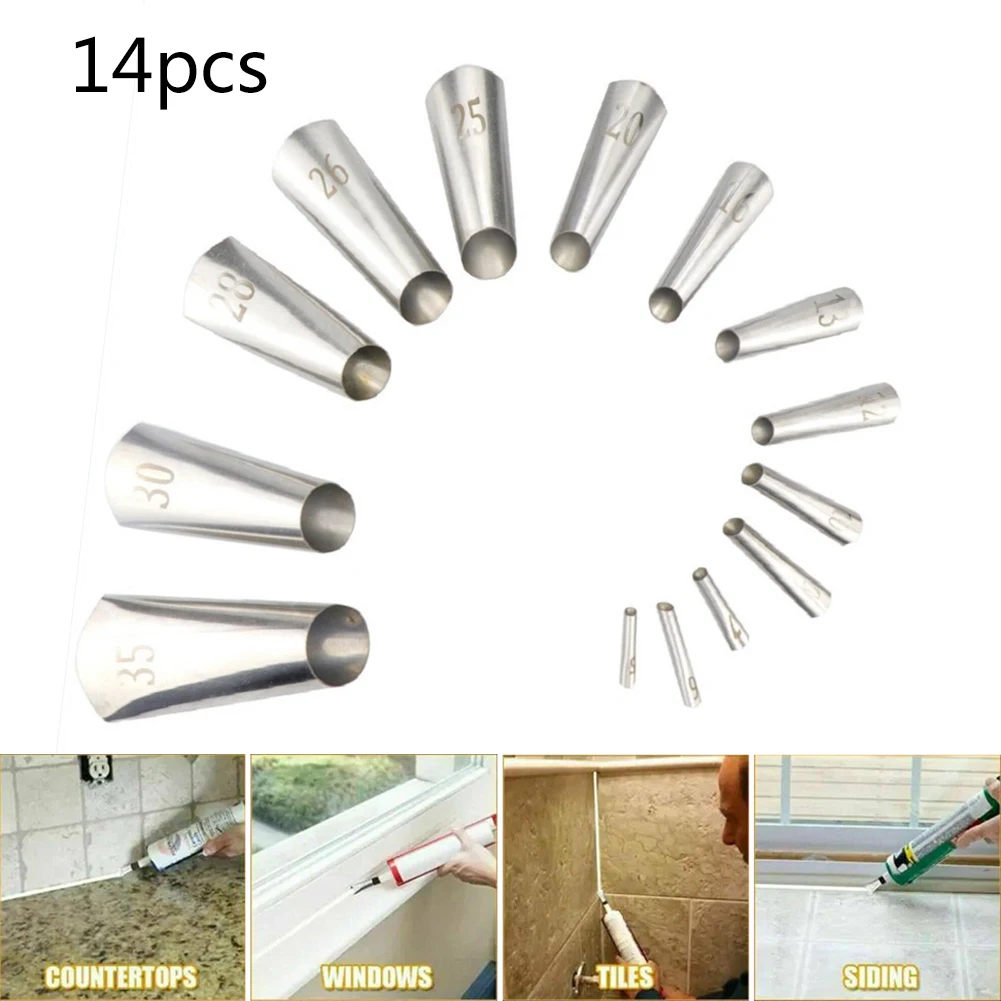 

Door window Sealing Nozzle Joint filling 14pcs/Set Stainless Steel Caulking