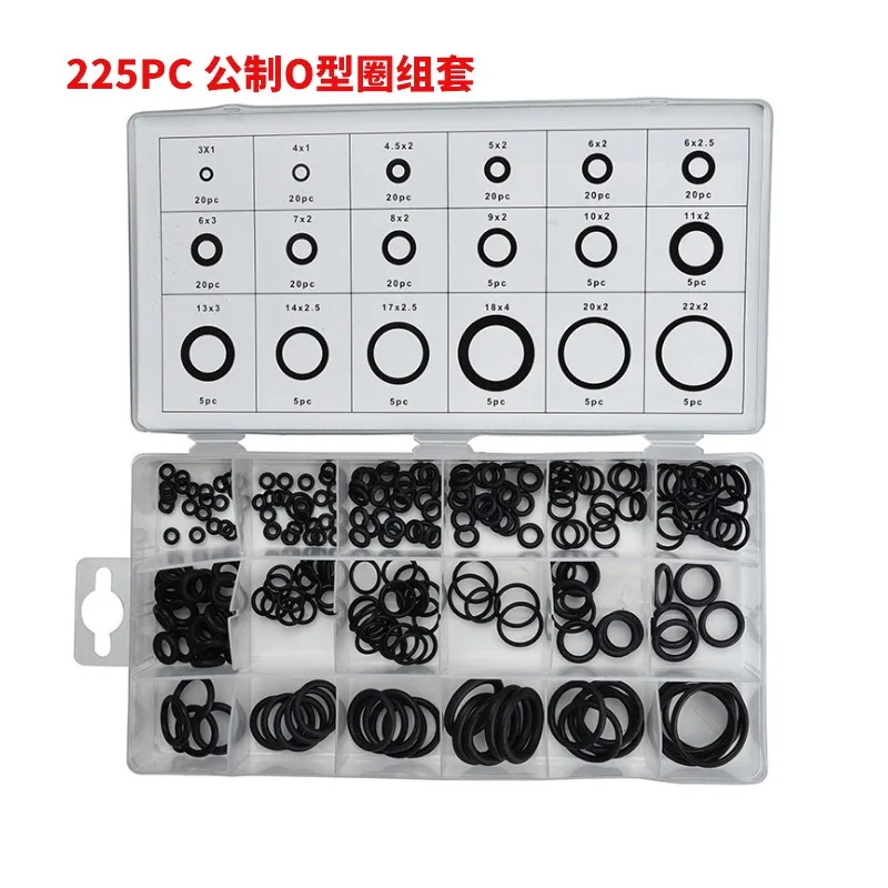 225 шт. метрическая система уплотнительное кольцо коробка с инструментами набор