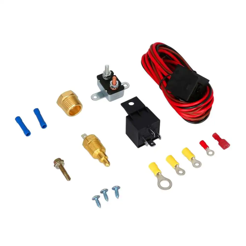 

1 Set Universal Engine Electric Cooling Fan Thermostat Temperature Switch Kit For Car Tools Supplies Accessories