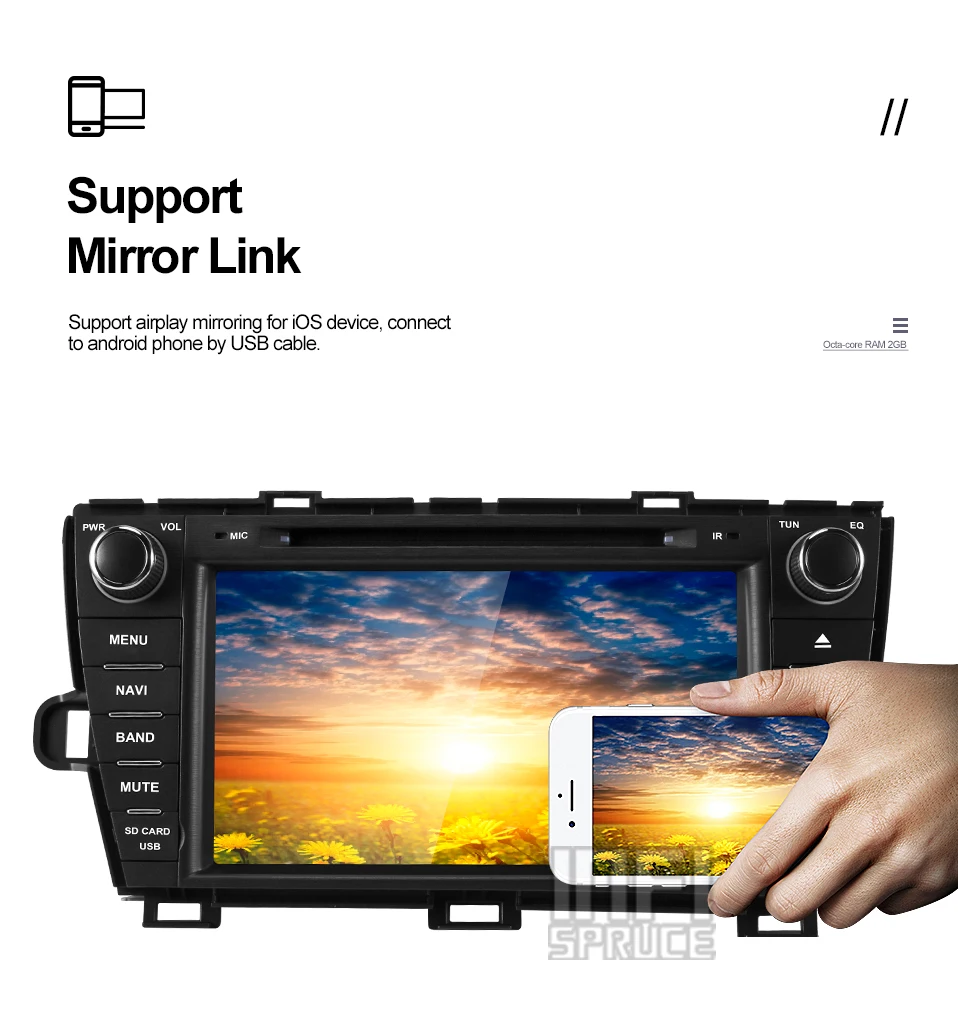 Fersinny android 9,0 автомобильный dvd 8 дюймов для Toyota Prius 2009-2013 Автомобильный gps умное радио видео WIFI мультимедийный проигрыватель