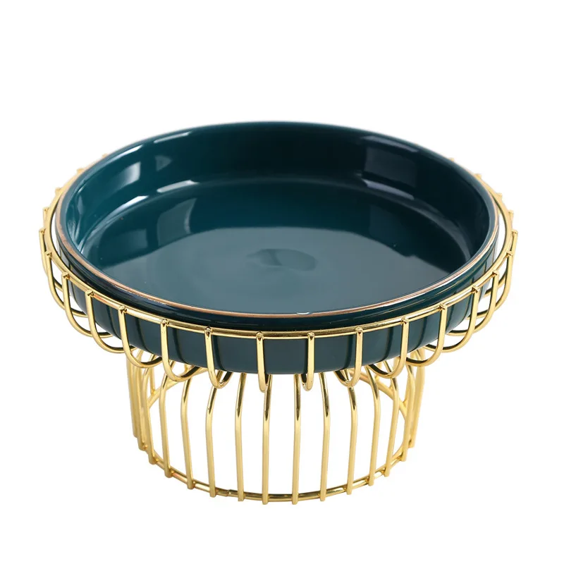 

Japanese Style Fruit Tray Creative Ceramic Plate With Iron Tray Creative Salad Bowl Jewelry Storage Tray Kitchen DecorationZH331