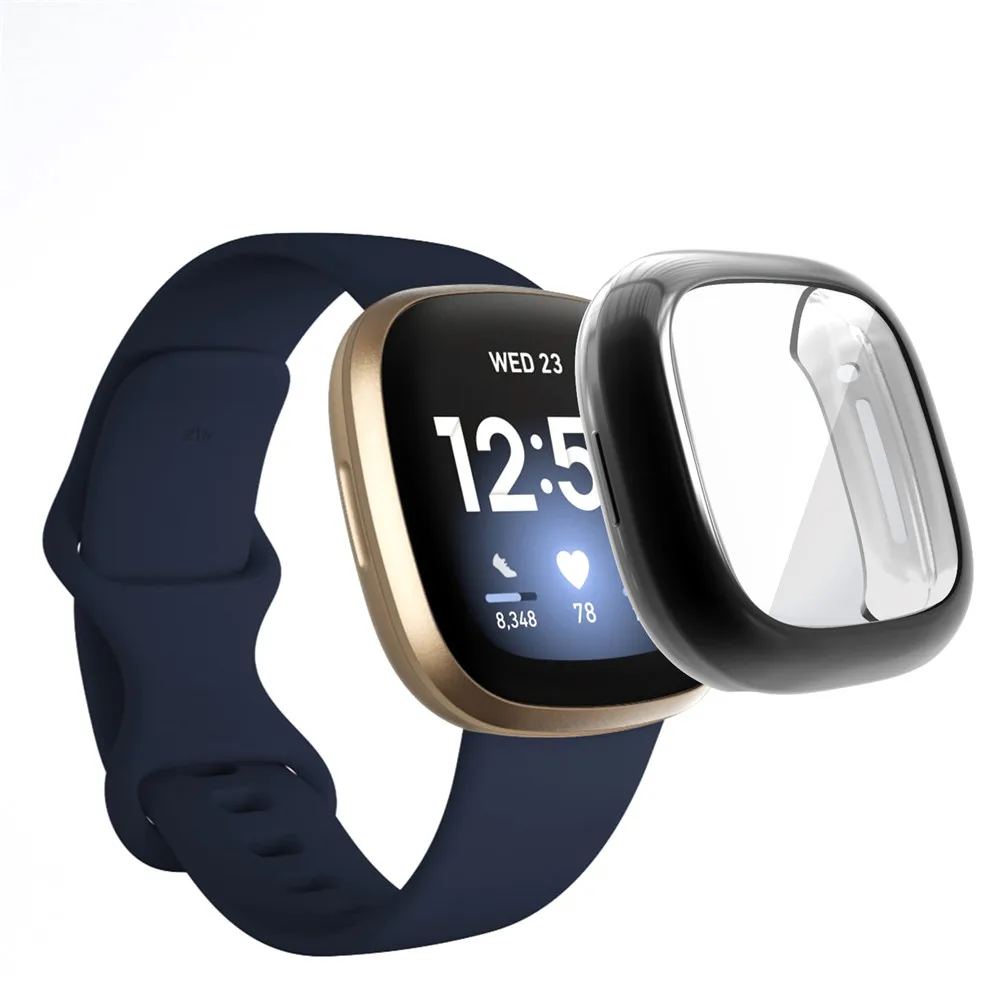 

Soft TPU Cover for Fitbit Sense Watch Case Screen Protector Bumper for Versa 3 Scratch-resistant Shell Lightweight Accessories
