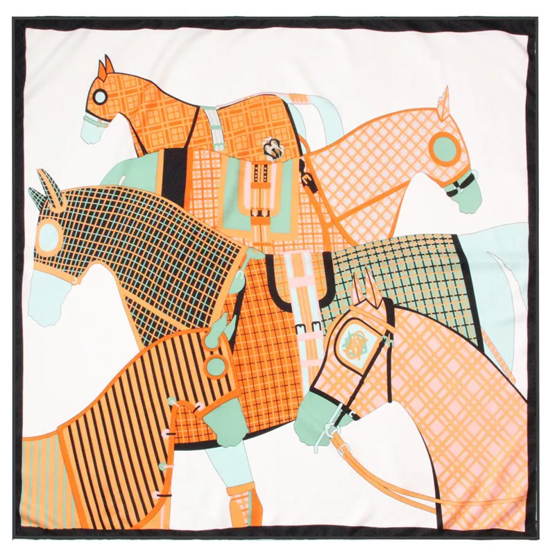 

Silk Twill Scarf 90*90cm Square Silk Twill Scarf Hand Rolled Designer Silk Scarfs For Women Vintage animal Print Silk Scarves