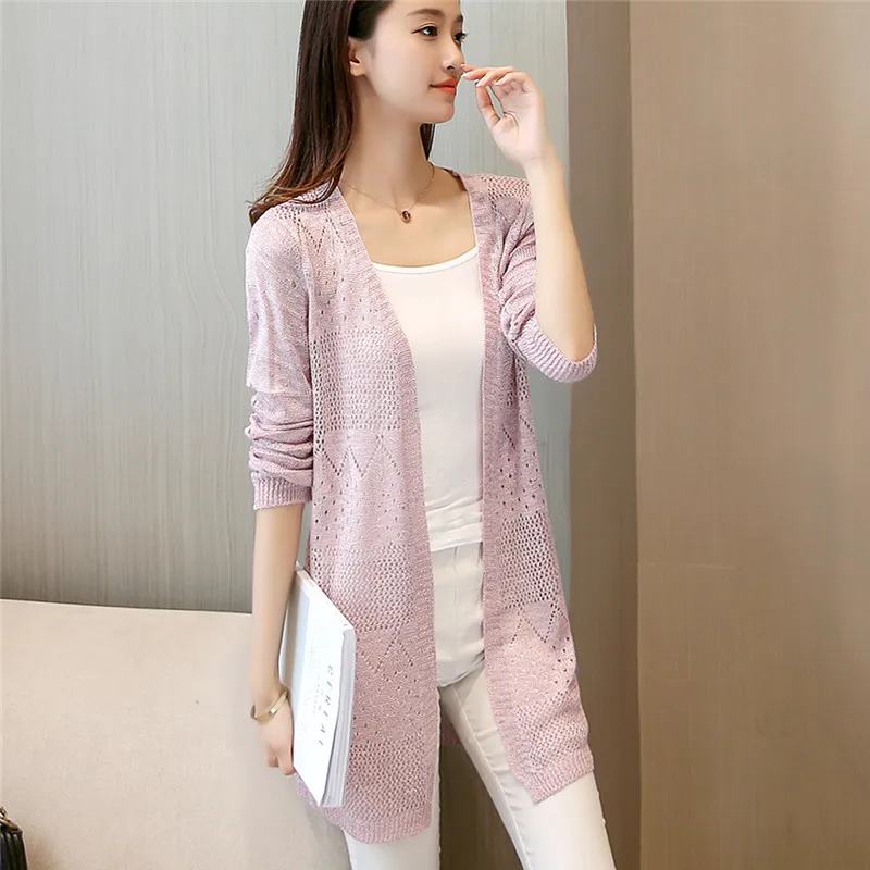 

2021 The summer of 30 new products in the long section of women's knitwear sunscreen clothing female openwork cardigan F1834