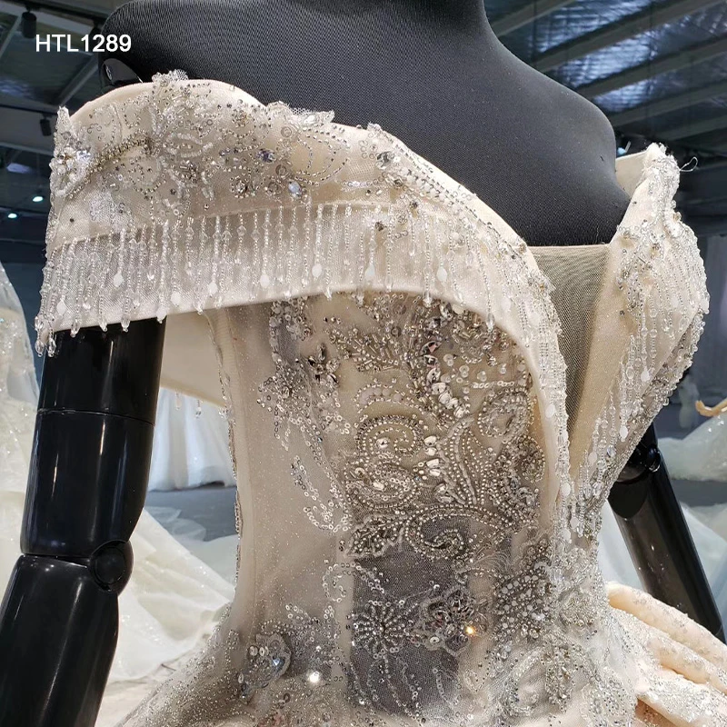 Htl1289 Off The Shoulder Wedding Dress Custom-Made Bead Ball Gown Dress Sequin Champagne Wedding Dress Vestido De Noiva Bride