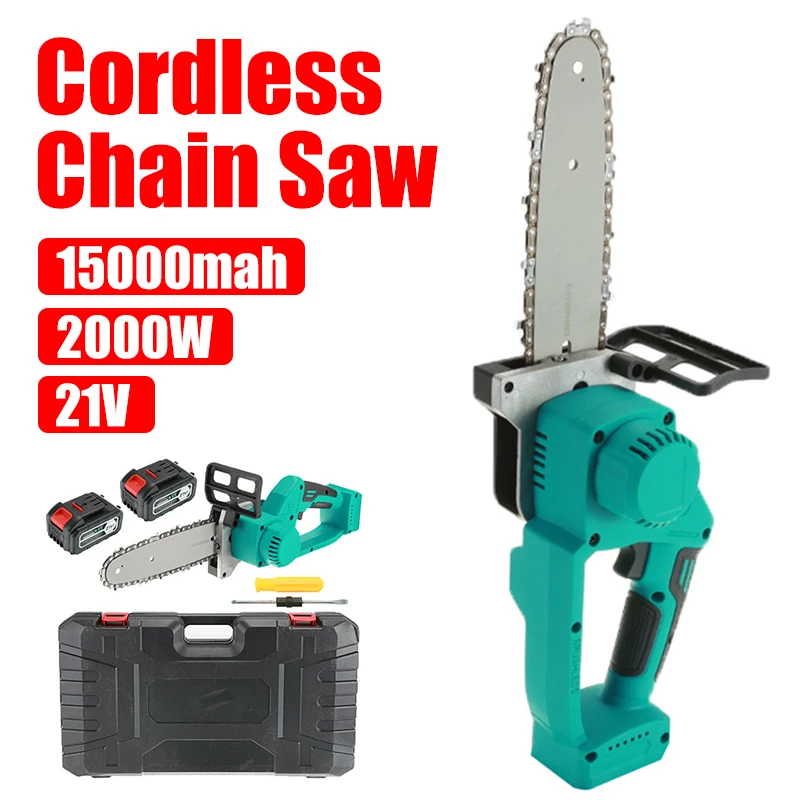 

2000W 21V Cordless ChainSaw Electric Wood Cutter Portable Wood Tools Garden Logging WoodWorking Rechargeable