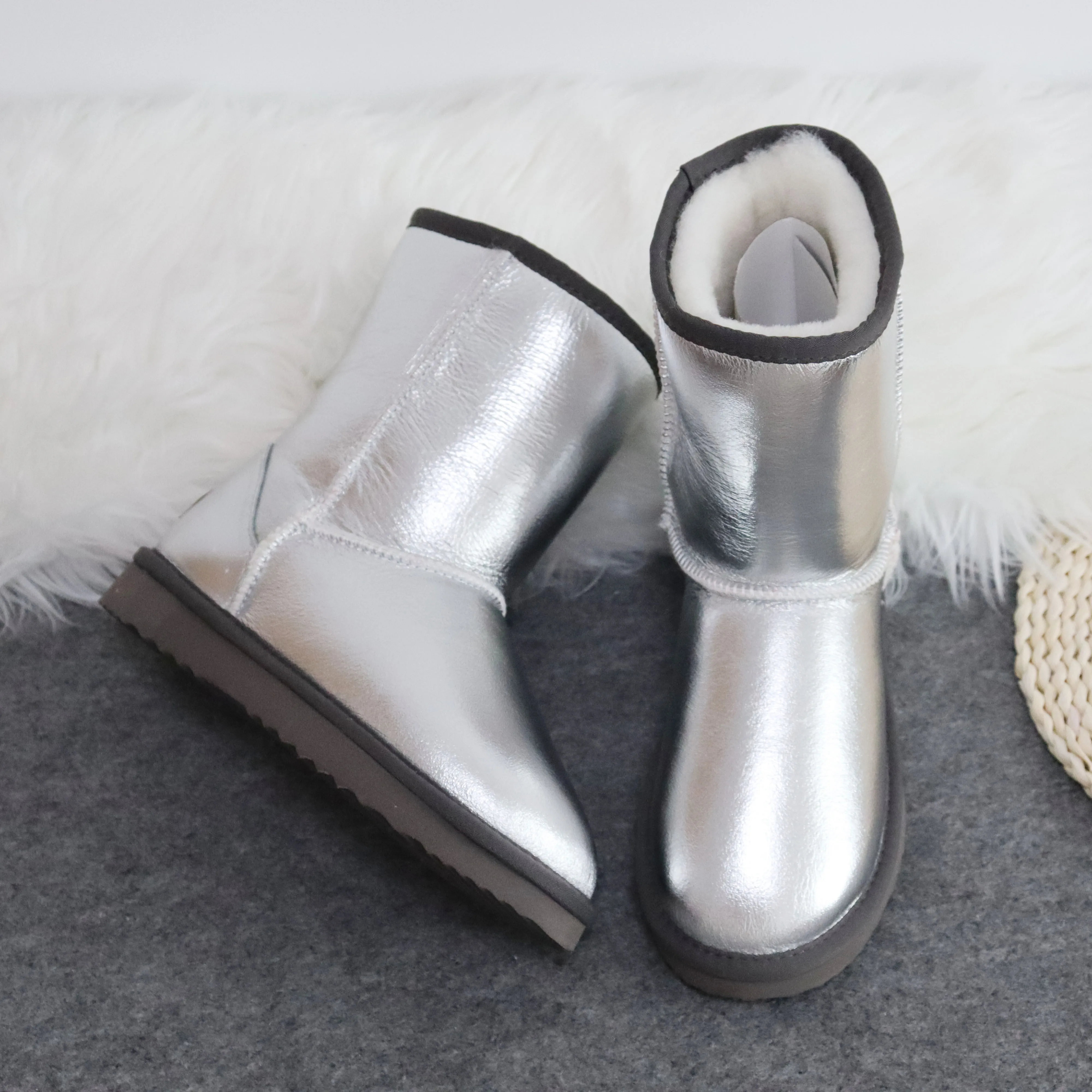 Водонепроницаемые зимние сапоги женская обувь из натуральной овечьей шкуры