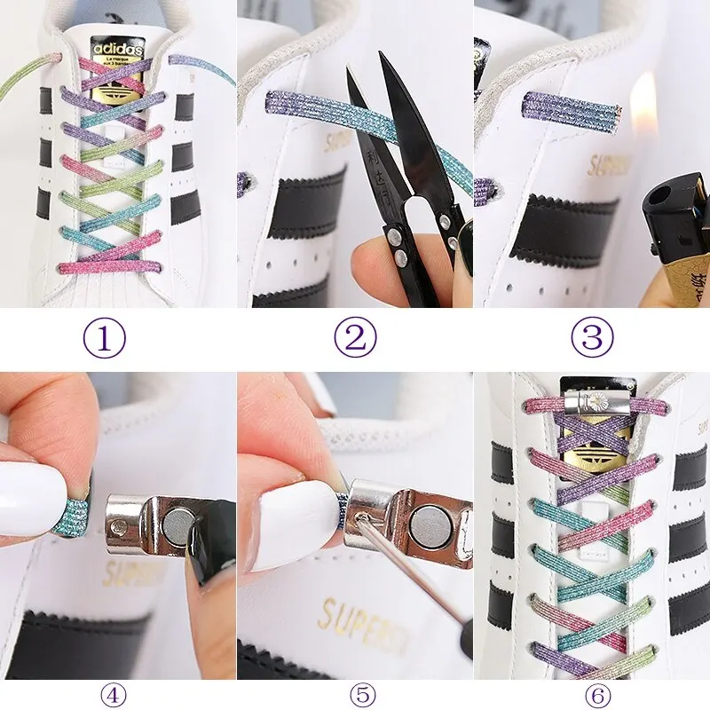 

1Set Daisy Magnetic Buckle Shoelaces Elastic Shoe Laces No Tie Shoe laces Outdoor Unisex Sneakers Lazy laces Safety Quick Lock