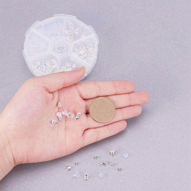 

250 Pcs/Box Earnut Sets Earring Backs Earring Stoppers & 120PC Ear Hook 120Pc Earplug Accessories DIY Handmade Earring