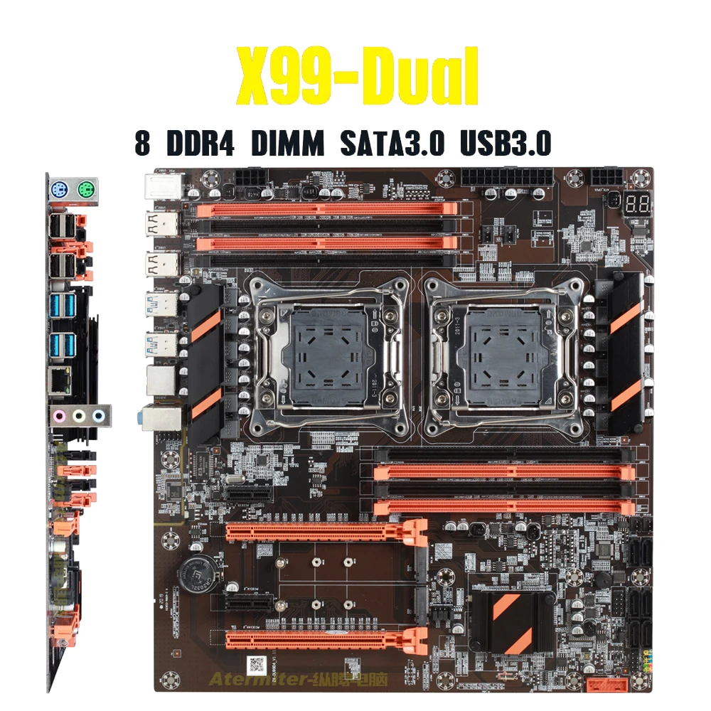Placa base Dual CPU X99 LGA 2011 v3, E-ATX, USB3.0, SATA3, 8 DIMM, DDR4 con procesador dual Xeon con ranura dual M.2 2011-3