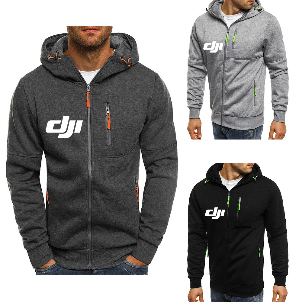 

DJI Professional Pilot Drone Logo Spring Mens Casual Long Sleeve Mans Hoodies Sweatshirts Slim Zipper Sweatshirt Streetwear Coat